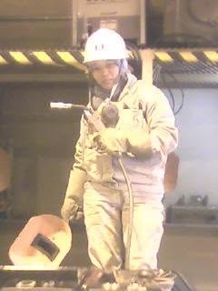 MIG and FCAW welding training at Tsuneishi, Japan